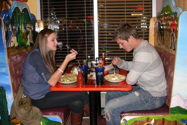 Dinner, man and woman eating dinner